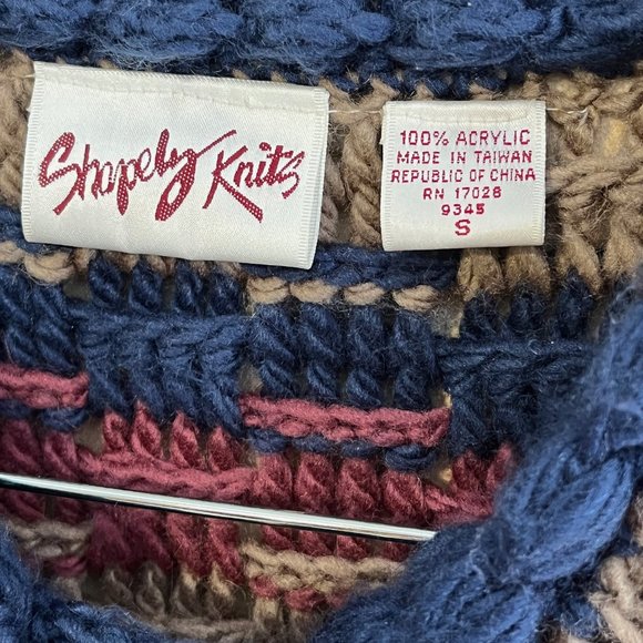 Vintage Shapely Knits‎ Novelty Striped Cardigan Heavy Knit Sweater Womens Small - Picture 4 of 6